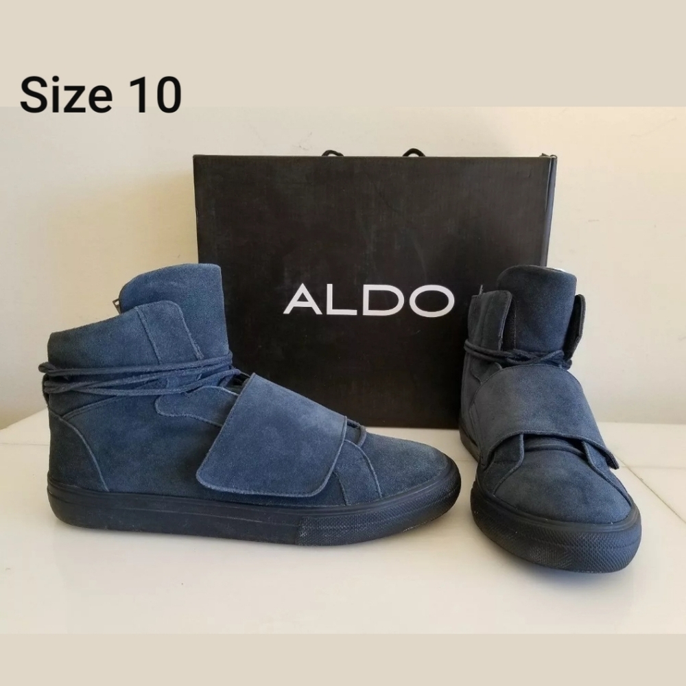 NEW ALDO Mens Sneakers Size 10, Navy Leather
